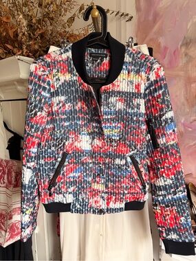 Sachin + Babi Multicolor Quilted Bomber Jacket - Red/Blue Print